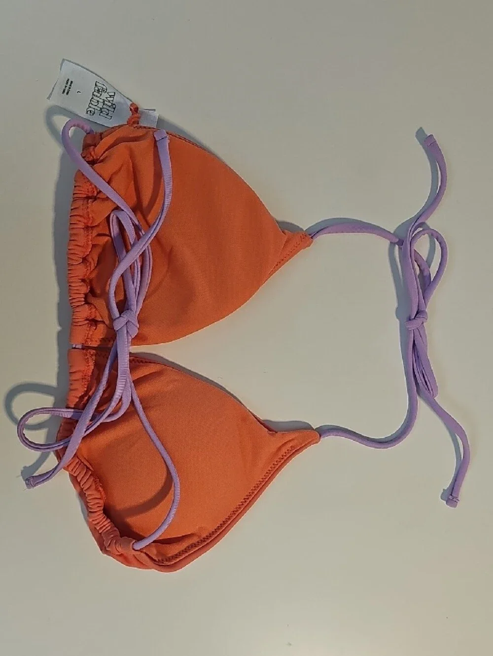 Wild Fable Womens L Coral Triangle Bikini Top with Purple Straps and Beaded Palm
